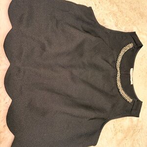 LUSH Black Sleeveless Blouse Beaded NecklineDressy Top